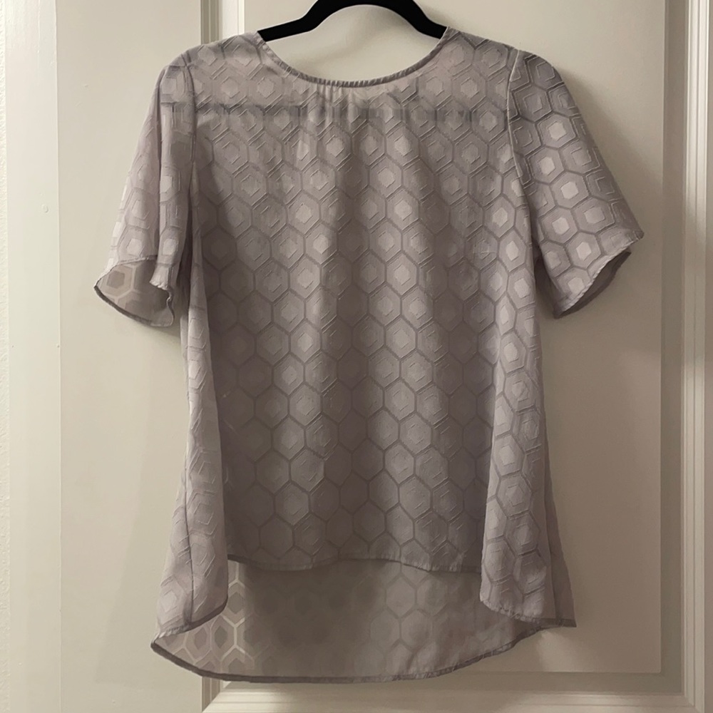 The Limited Hi-Low Translucent Textured Blouse